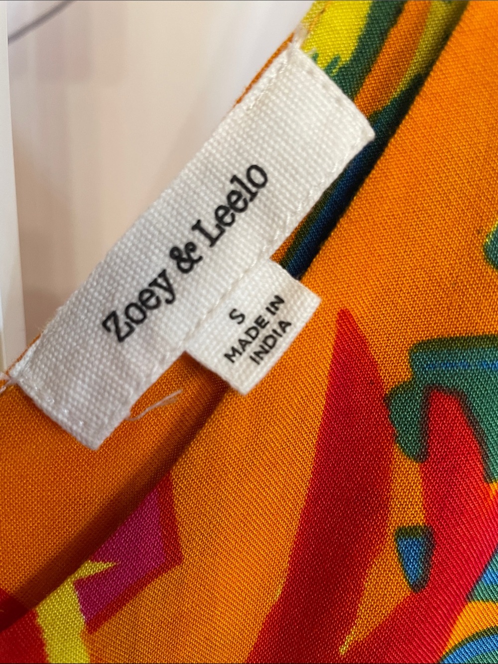 Tropical Print Orange Maxi Dress - Sleeveless V-Neck - Picture 3 of 6